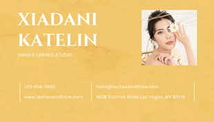 Yellow Simple Texture Lash Business Card - Seite 2