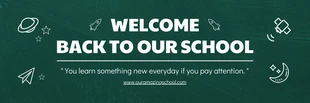 Free  Template: Ilustração de textura simples verde Bem-vindo de volta à bandeira da escola
