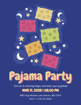Free  Template: Bunte einfache Pyjama-Party-Einladung