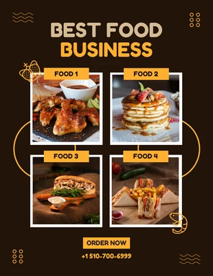 Free  Template: Panfleto de ordem comercial de melhor comida marrom moderno