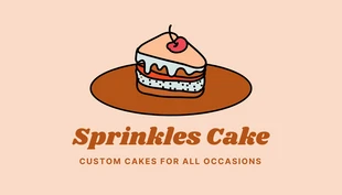 Free  Template: Cremefarbene und braune einfache Illustrations-Kuchen-Visitenkarte