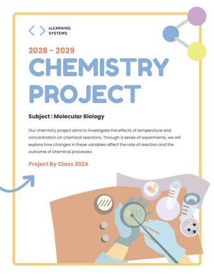 Free  Template: Blaue und gelbe Chemie-Projektvorlage