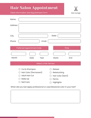 premium  Template: Pink Minimalist Appointment Forms