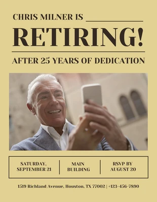 Free  Template: Gelber minimalistischer Flyer für den Ruhestand
