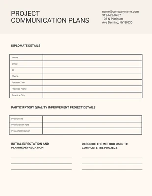 Free  Template: Simple Creamy Project Communication Plan