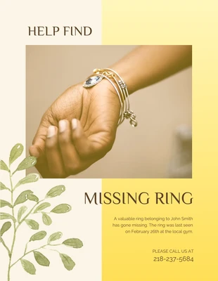 Free  Template: Pôster minimalista bege com anel perdido