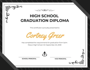 Free  Template: Certificado de diploma moderno gris oscuro