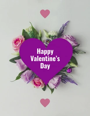Free  Template: Floral Heart Valentine's Day Card