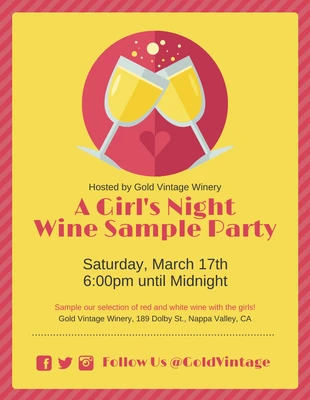 Free  Template: Flyer de l'événement "Girl's Night Wine Party