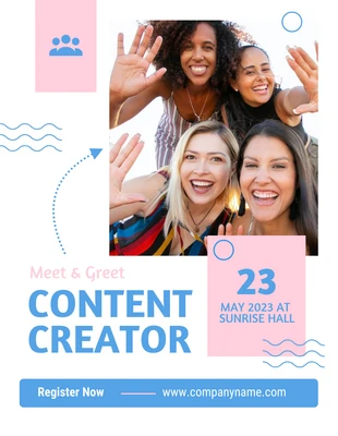 Free  Template: White Meet&Greet; Content Creator Flyer