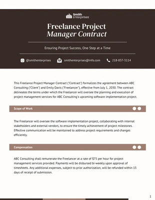 Free  Template: Modello di contratto per project manager freelance