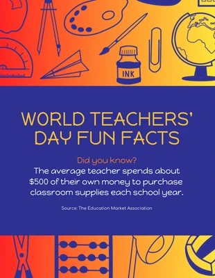 Free  Template: Postagem no Pinterest sobre fatos do Dia Mundial do Professor Gradiente