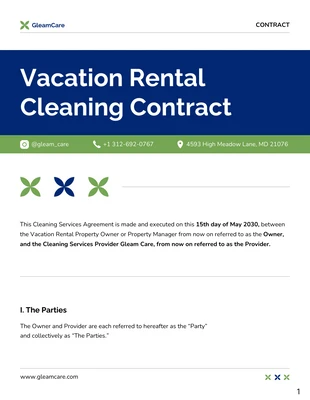 business  Template: Vacation Rental Cleaning Contract Template