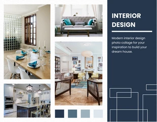 Free  Template: Design interior minimalista simples azul e branco