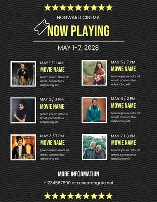 Free  Template: Movie Schedule Black Flyer Template