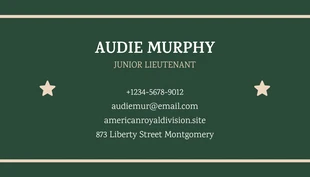 Dark Green Simple Professional Military Business Card - Seite 2