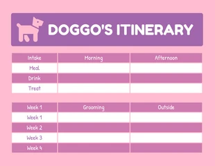 Free  Template: قالب جدول رحلة الكلب الوردي الحد الأدنى