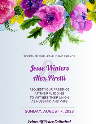 Free  Template: Convite de casamento floral em aquarela