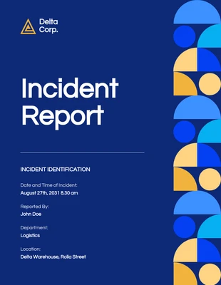 Free  Template: Relatório de incidente com padrão azul e laranja