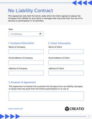 Free accessible and interactive Template: Plantilla de contrato sin responsabilidad.