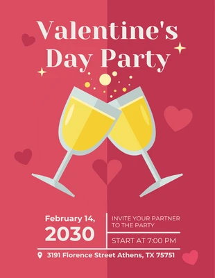 Free  Template: Light Red Valentine's Party Flyer