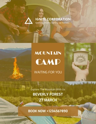Free  Template: Plantilla del cartel del campamento de montaña Brown