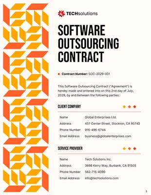 Free  Template: Software Outsourcing Contract Template