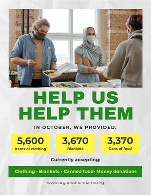 Free  Template: Poster Texture moderne blanche, jaune et verte pour aider les sans-abri