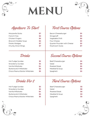 Free  Template: White Classic Vintage French Menu