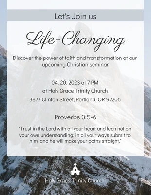 Free  Template: Grey chruch christian seminar poster Template
