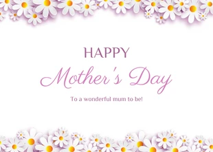 Free  Template: Cartão postal floral minimalista branco e roxo feliz dia das mães