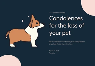 Free  Template: Cartão de condolências azul e creme para cães