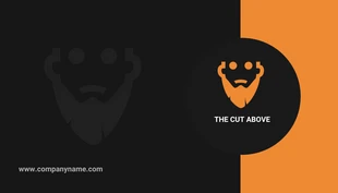 Free  Template: Cartão de visita moderno preto e laranja para barbeiro