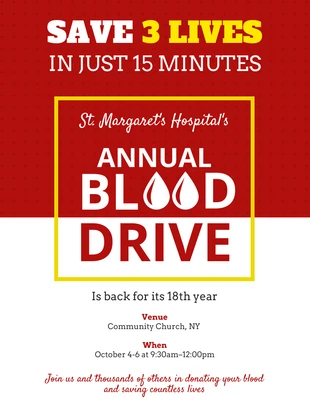 premium  Template: Cartaz do evento Red Simple Blood Drive