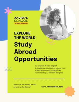 Free  Template: Light Green Pop Study Abroad Poster Template