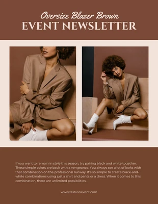 Free  Template: Crema e Marrone Classico Estetica Moda Evento Newsletter