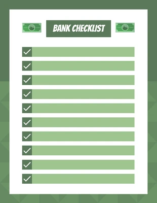 Free  Template: Green Monochrome Simple Geometric Bank Checklist