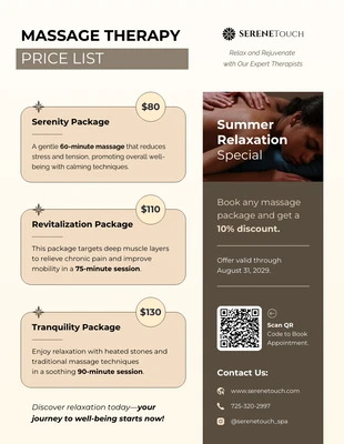 premium interactive Template: Massage Therapy Price List Template