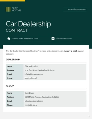 business  Template: Car Dealership Contract Template