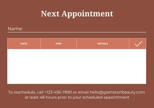 Brown Minimalist Aesthetic Appointment Card - Página 2