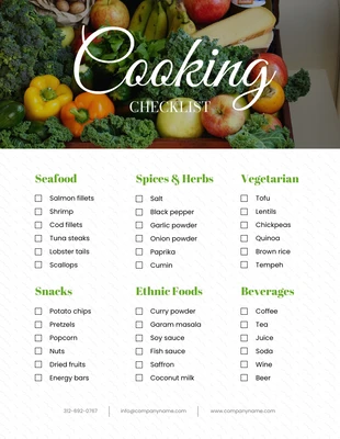 Free  Template: White Minimalist Cooking Checklist