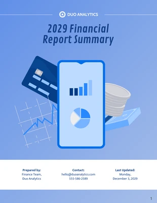 premium  Template: Exemplos de relatórios financeiros azuis