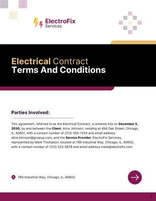 premium  Template: Plantilla de términos y condiciones de contrato eléctrico