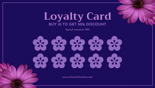 Free  Template: Navy And Purple Modern Flower Boutique Loyalty Card