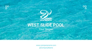 Free  Template: Cartão de visita profissional moderno em azul-petróleo e branco para piscina