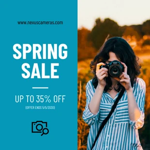 Free  Template: Diseño de publicación de Instagram de venta de primavera de cámara