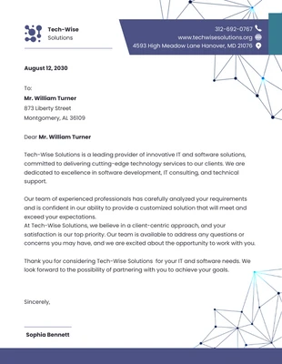 premium  Template: Simple White and Purple IT and Software Letterhead