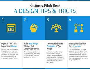 premium  Template: Lista de infográficos com 4 dicas de design para decks de pitches
