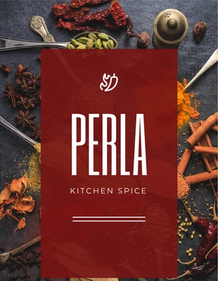 Free  Template: Red Minimalist Photo Spices Kitchen Label