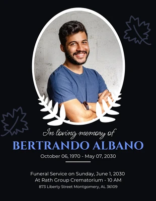 Free  Template: Black and Blue Modern Funeral Flyer